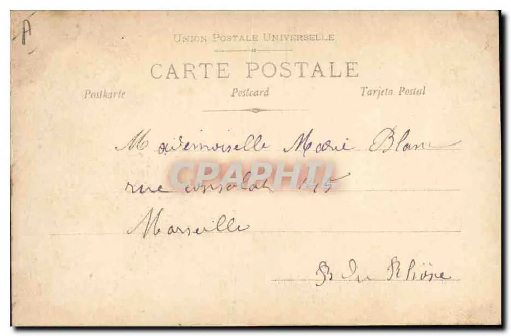 Junge Frau mit welligem Haar — Reutlinger, n° 101/8 — Marseille, 1905 - Rückseite
