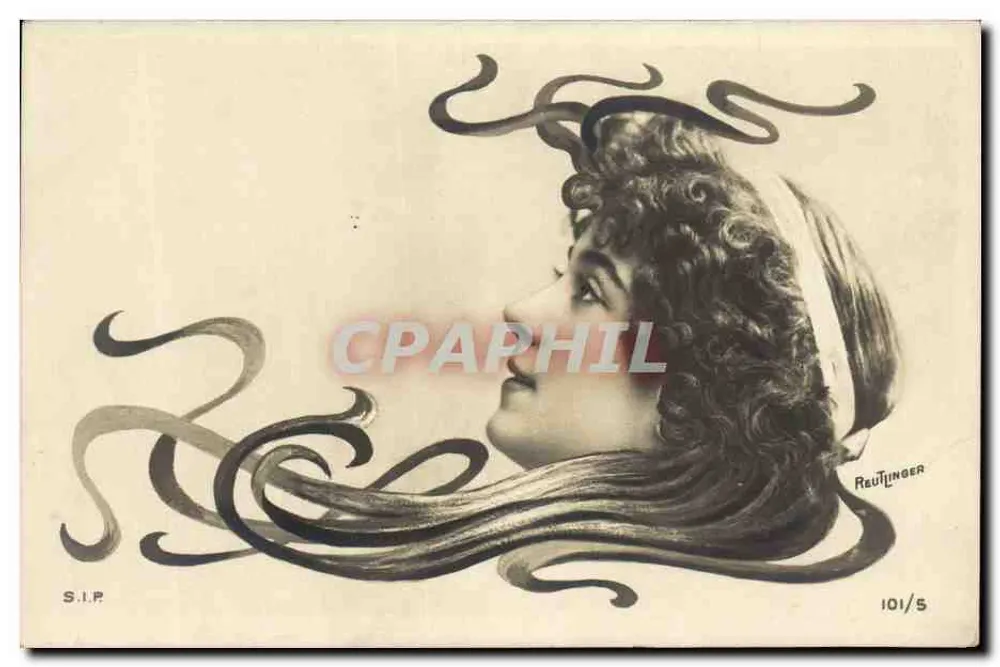 Junge Frau mit Wellenhaar — künstlerische Illustration — Reutlinger, n° 101/5 - Vorderseite
