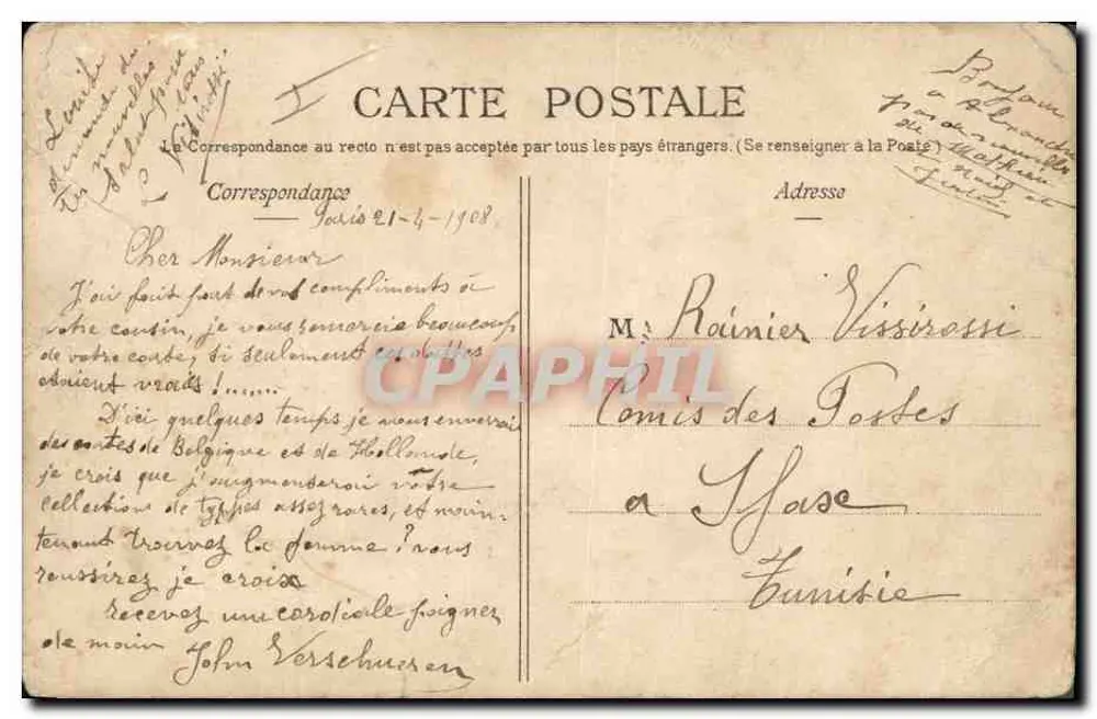 Portrait de profil d'un homme barbu — dessin au crayon — éditeur non visible - Rückseite