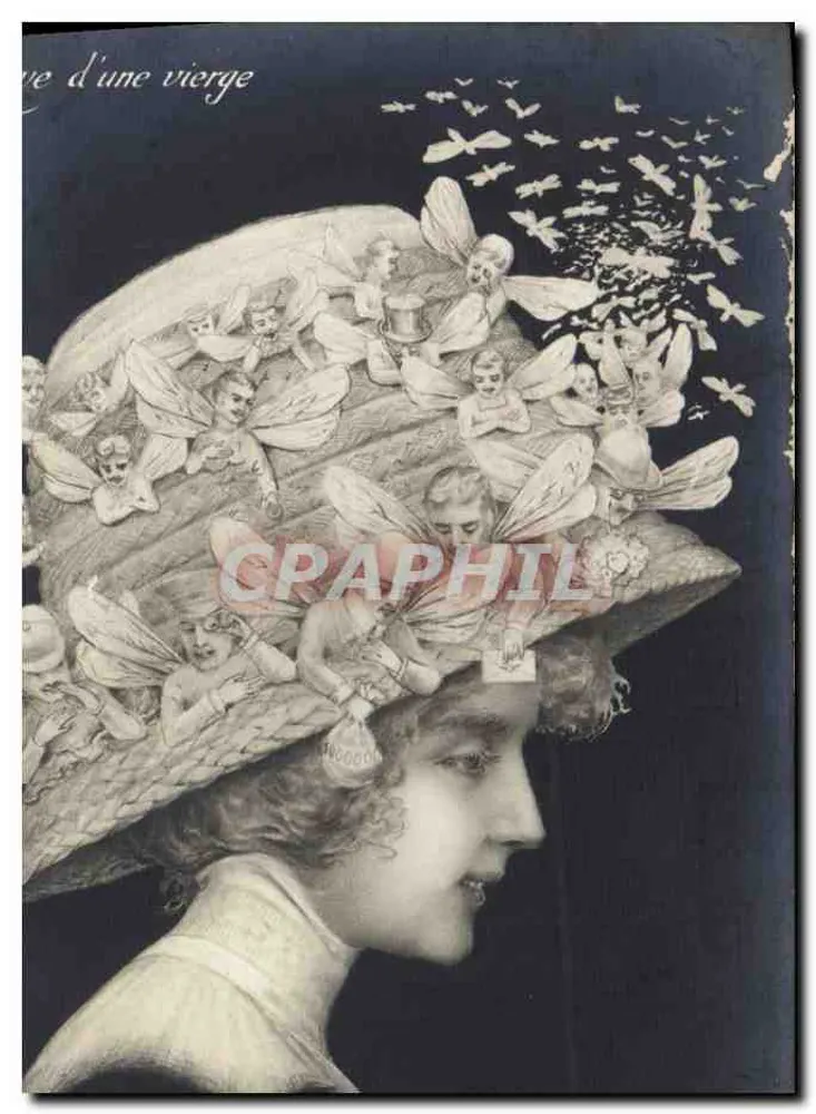 Femme portant un chapeau orné de fées — éditeur non identifié, n° de série non visible - Recto