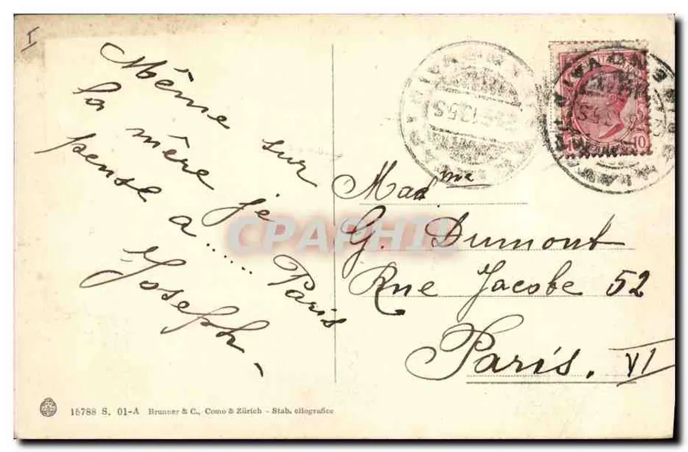Embarcações a vela no mar — Brunner & C., Como & Zürich - Stab. ollografice, n° 16788 S. 01-A - Verso