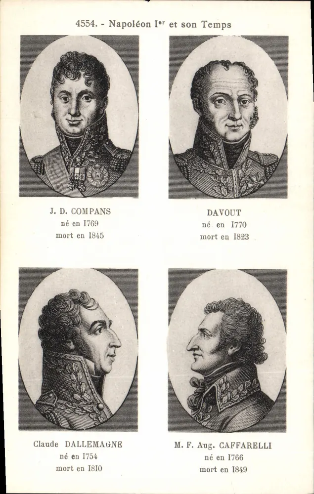 Napoleon I. und seine Zeit — Serie 4554 — J. D. Compans, Davout, Dallemane, Caffarelli - Vorderseite