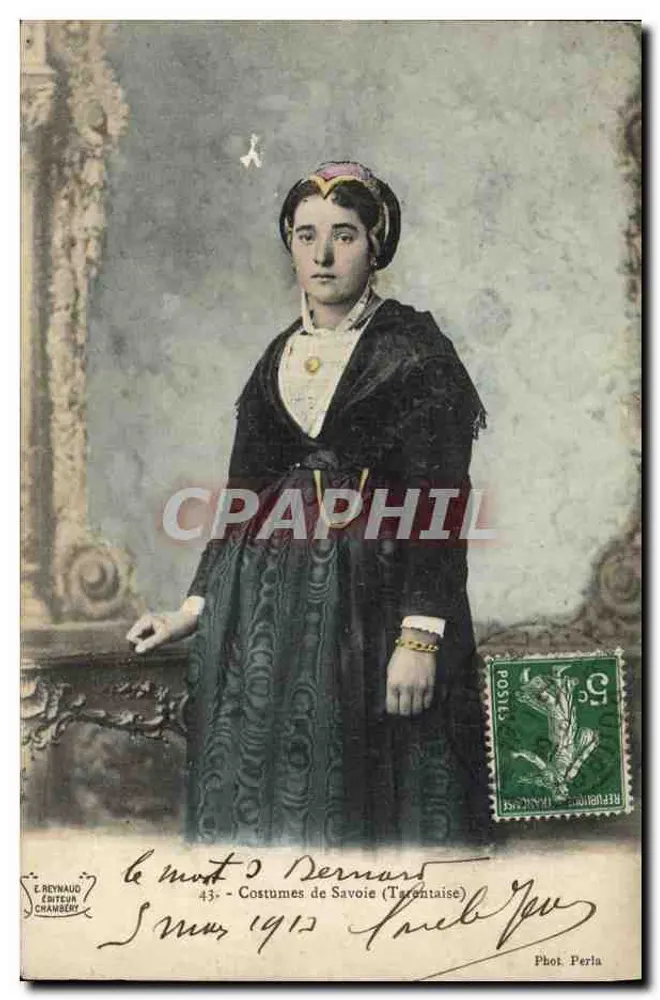Trajes de Saboia (Tarantaise) — Irmã 1912 — E. Reynaud, Editor, Chambéry, n°43 - Frente