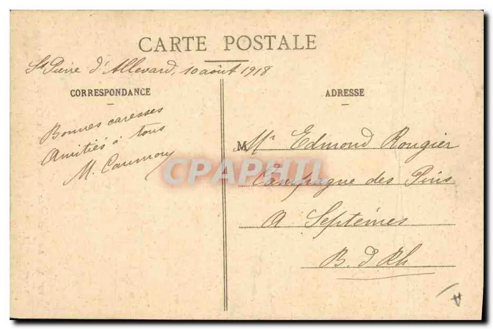 Annexion der Savoie an Frankreich (1860) — historische Szene mit Frauen im traditionellen Kleid, französischem Fahnen und Wappen — Verlag Coll. L. Grimal, Chambéry - Rückseite