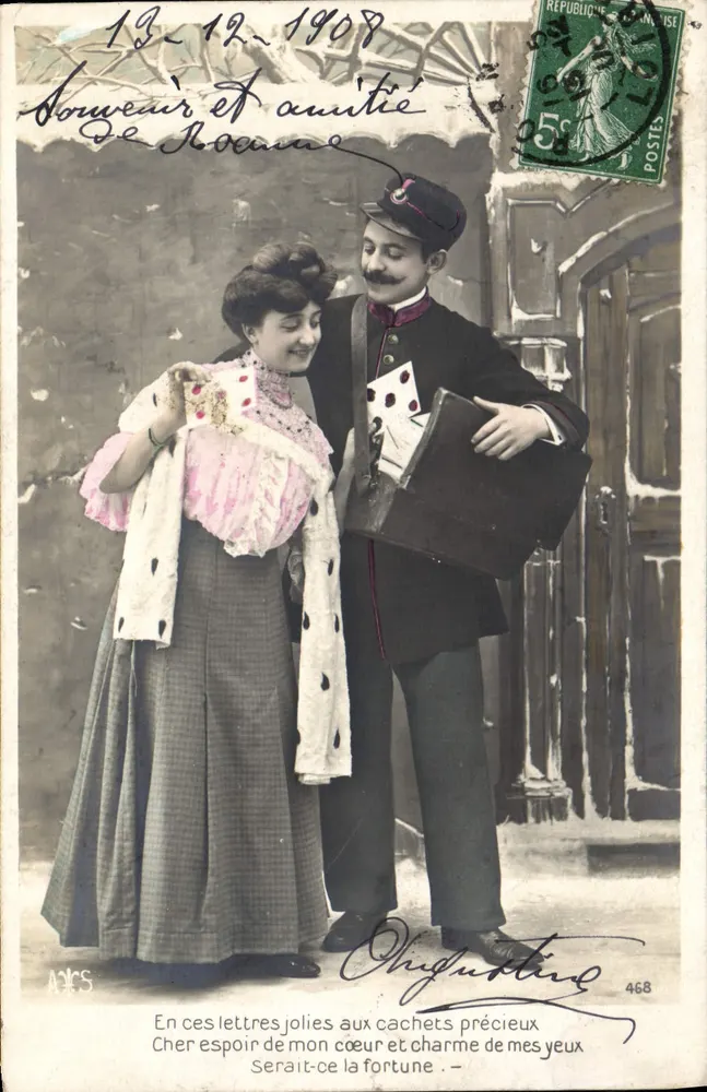 Cavaleiro e mulher — cena de rua — editor AICS, n° 468 - Frente