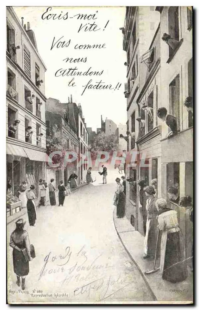 Espera pelo carteiro — Paris — Vige, Paris, N° 880, Reprodução Híbrida - Frente