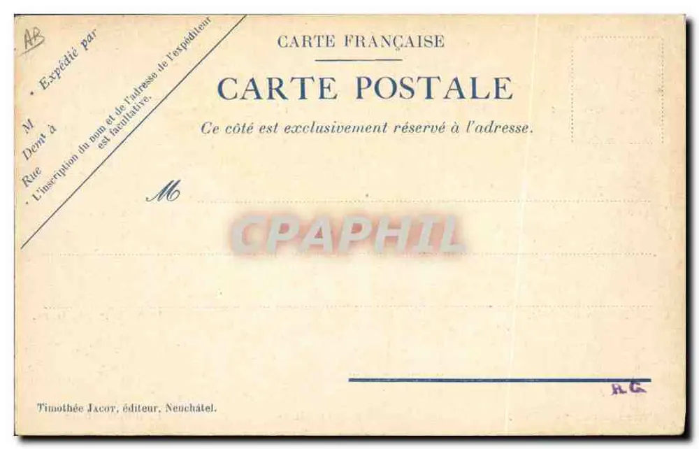 Carta postal sentimental — selos ilustrados — Timothée Jacot, Neuchâtel - Verso