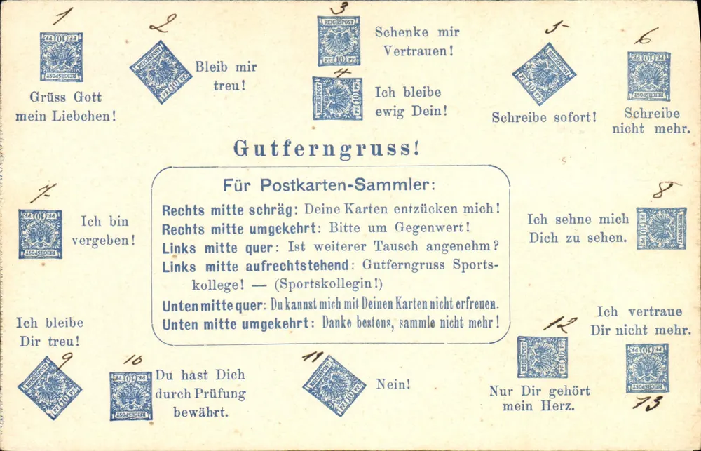 Carta postal de coleção — Gutferrngruss! — editor não identificado, número de série não visível - Frente