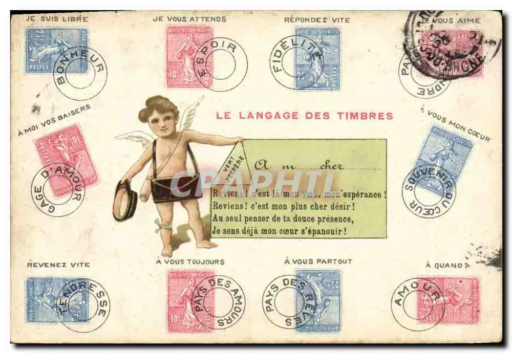 Cupidon — scène de timbres postaux — éditeur J. Brach, Bruxelles - Vorderseite