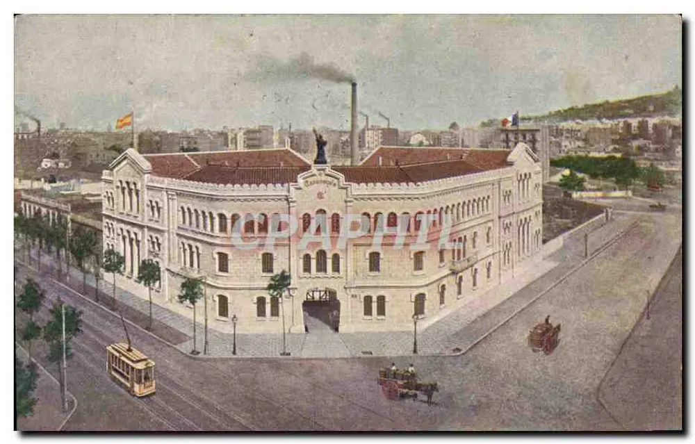 Gebäude der Bahnhof Barcelona — Luftbild — Universal spanische Postkarte - Vorderseite