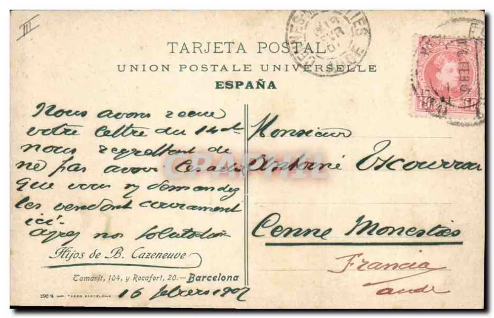 Gebäude der Bahnhof Barcelona — Luftbild — Universal spanische Postkarte - Rückseite