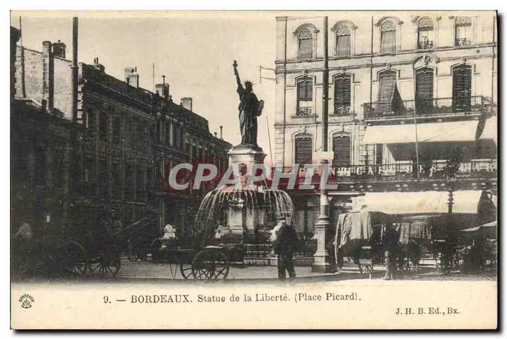 Bordeaux. Statua della Libertà (Place Picard) — J.H.B. Ed., Bx. - Recto