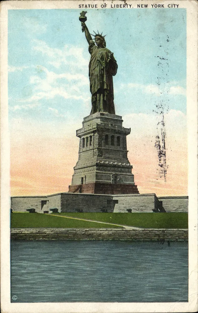 Statue of Liberty, New York City — Ansicht der Insel Liberty, Verlag THE AMERICAN ART PUBLISHING CO. NEW YORK CITY, Serie-Nr. 500 - Vorderseite