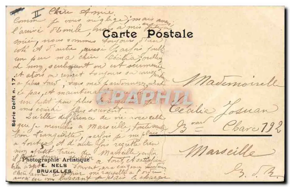 Embarcação a vela — Cana-de-açúcar — Fotógrafo Artístico E. Nels, Bruxelas - Verso