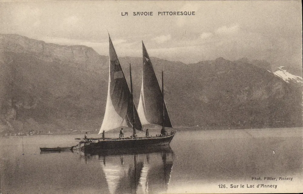 Auf dem See von Annecy - Ansicht des Sees mit Segelbooten - Fot. Pittler, Annecy, n°126 - Vorderseite