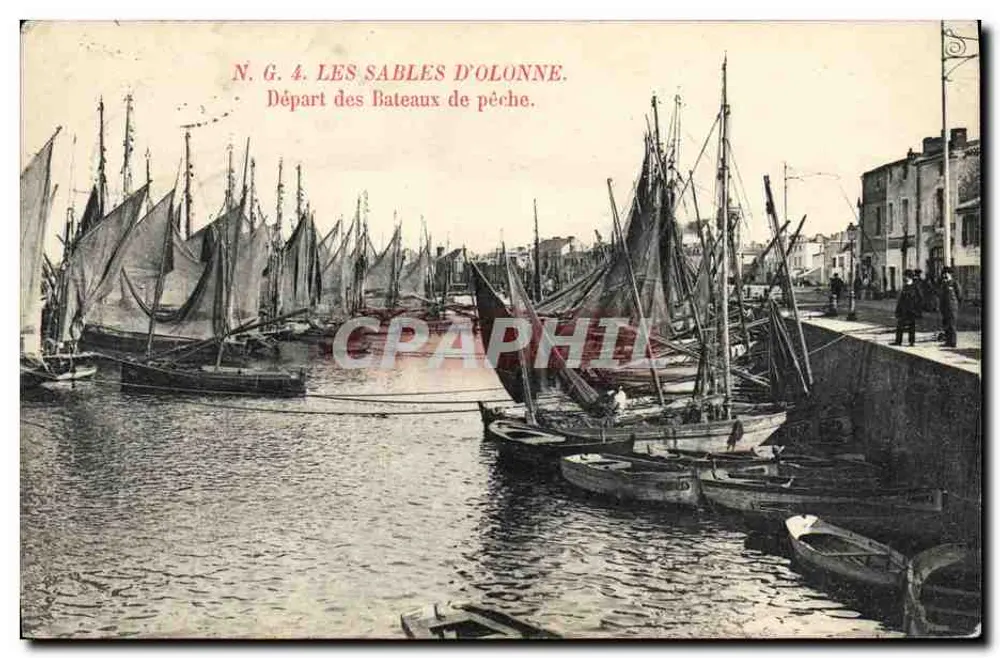 Les Sables d'Olonne — Abfahrt der Fischboote — N.G. 4 - Vorderseite