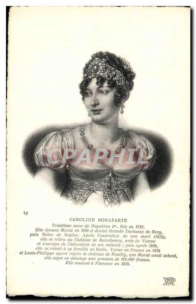 Caroline Bonaparte — Dritte Schwester Napoleons I. — JND Hat. - Vorderseite
