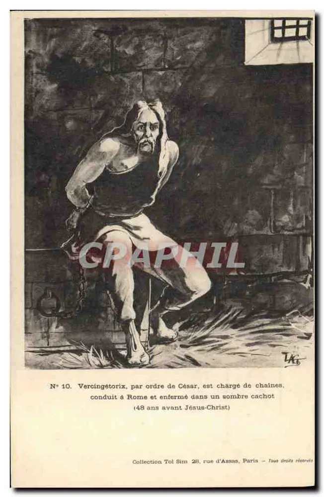 Vercingétorix — condução para Roma e preso em uma cela — Coleção Tol Sin, 28 rue d'Assas, Paris - Frente