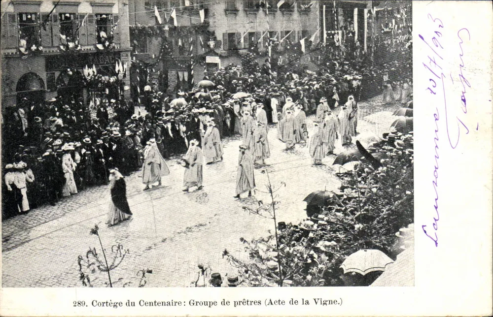 Centenary-Prozession — Gruppe von Priestern (Act der Weinrebe) — Lausanne, n°289 - Vorderseite