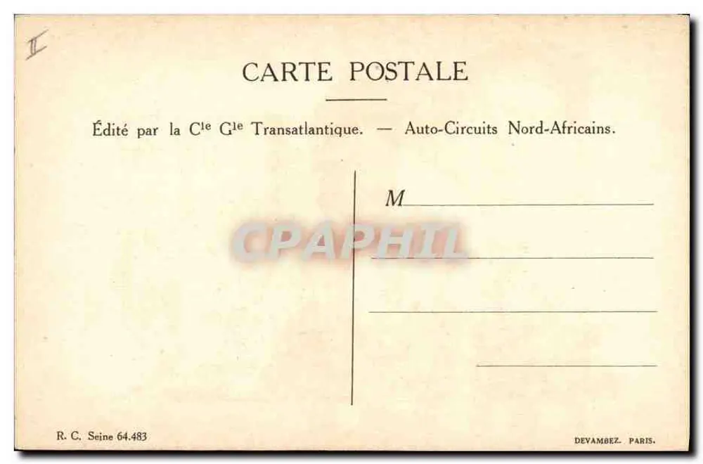 Frau, die Töpferware wascht — Verlag Cie Transatlantique — Auto-Circuits Nord-Africains - Rückseite