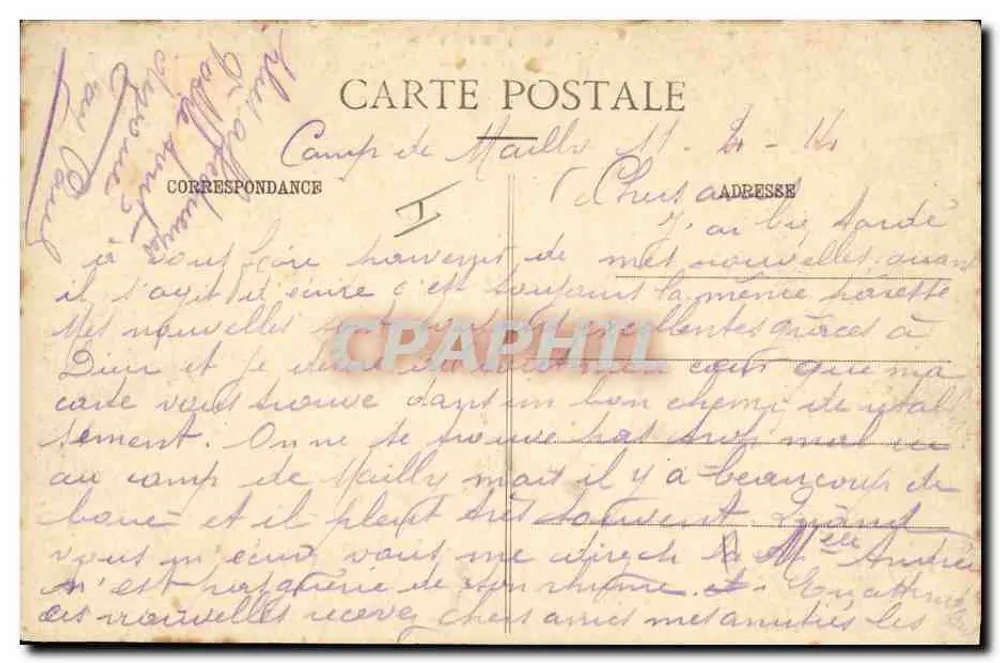 Mailly-le-Camp — Ansicht von Teil des Lagers — A. Verry, Verlag - Rückseite