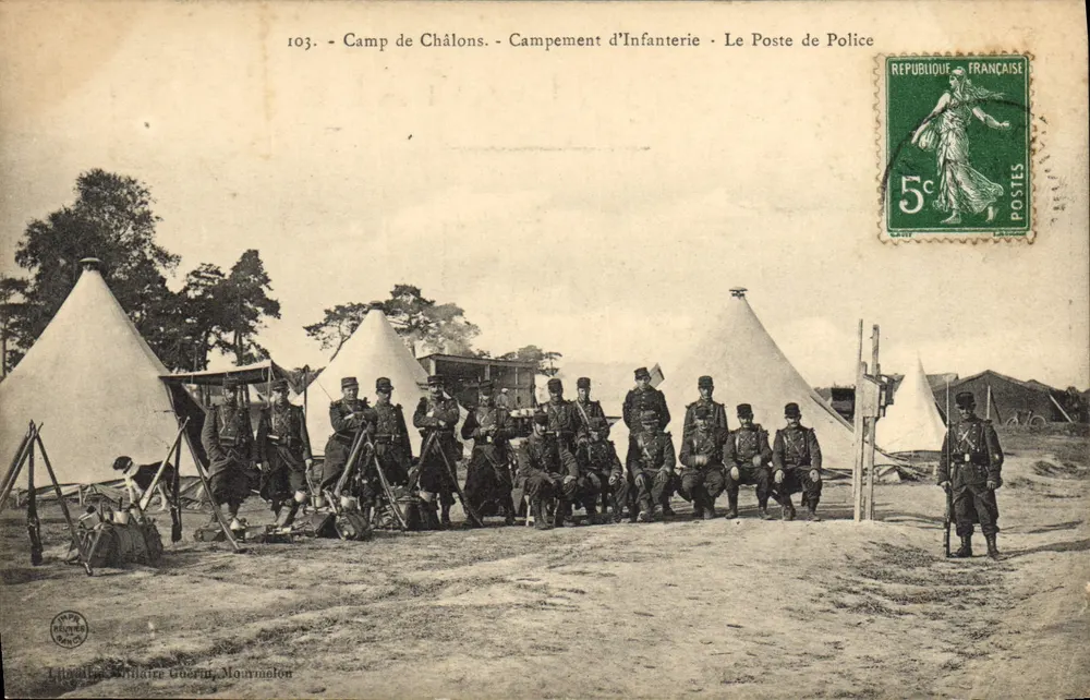 Lager von Châlons - Infanterie-Lager - Die Polizeistelle — Militärdrucker Gosrin, Mourmelon - Vorderseite