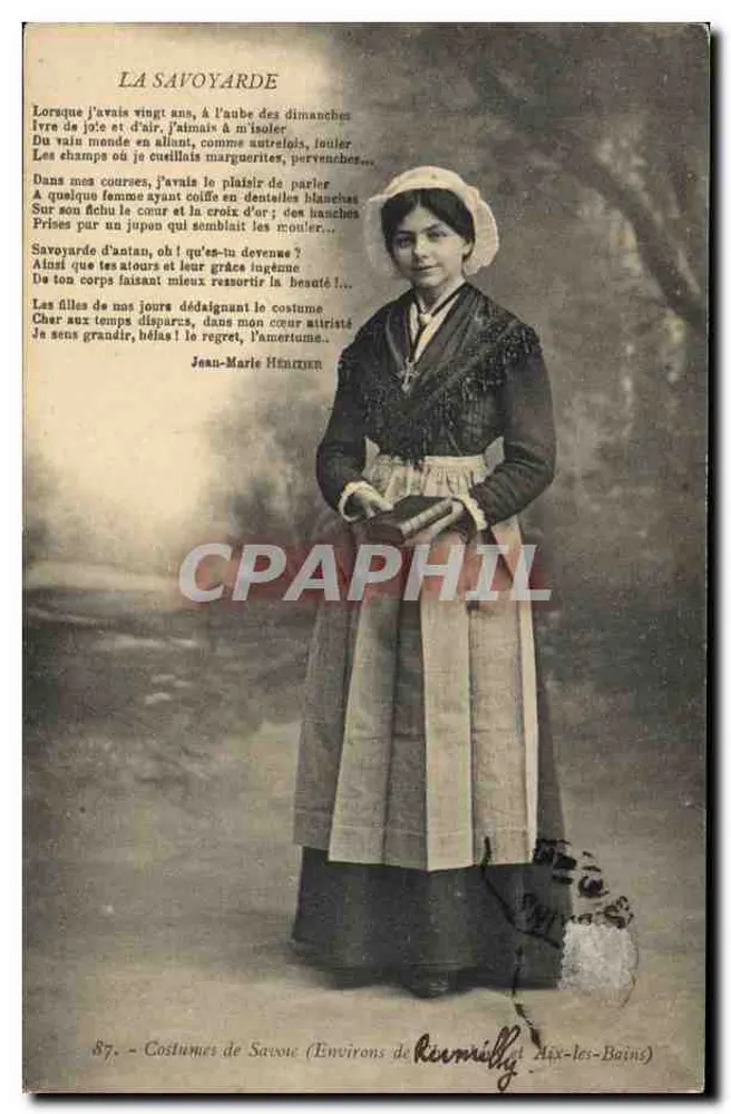 A Savoyarde — Poème de Jean-Marie Hénrien — Trajes da Saboia (Regiões de Rumilly, Aix-les-Bains) — n°87 - Frente