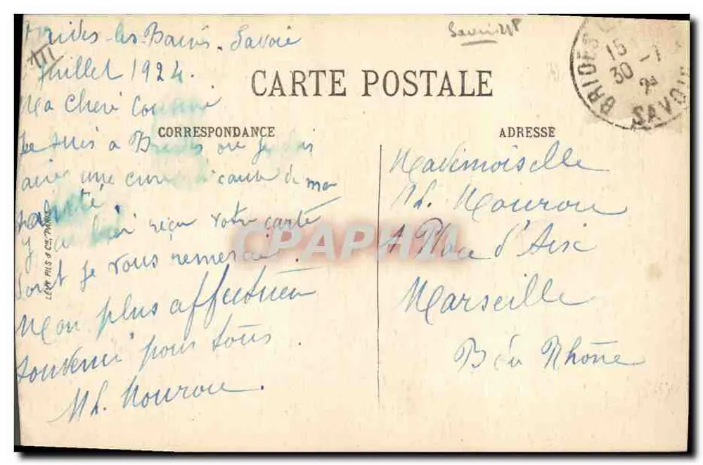 Savoie pittoresque — Costumes de la Savoie à Hauteluce — éditeur SELECTA, n°11 - Verso
