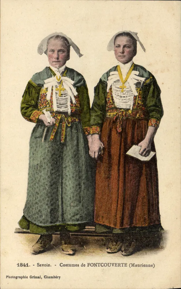 Trajes de FONTCOUVERTE (Maurienne) — Savoia — Fotografia Grimal, Chambéry - Frente