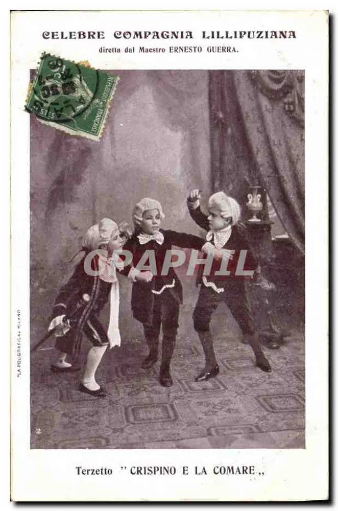 Terzetto 'Crispino e la Comare' — Compagnia Lillipuziana dirigida por Maestro Ernesto Guerrà — editor La Poligrafica Milano - Frente