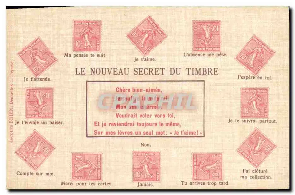 Der neue Geheimnis des Stempels — Jacques BRIEEN, Buxelles — Briefmarkenserie 10 Centimes - Vorderseite