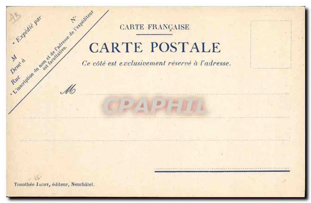 Carta postal de amor — jogo de frases com selos — Timothée Jacot, Neuchâtel - Verso