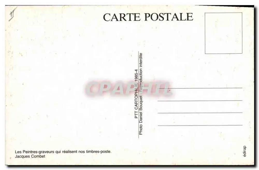 Jacques Combet — Maler-Steinmetz, Hersteller von Briefmarken — veröffentlicht von édtrap - Rückseite