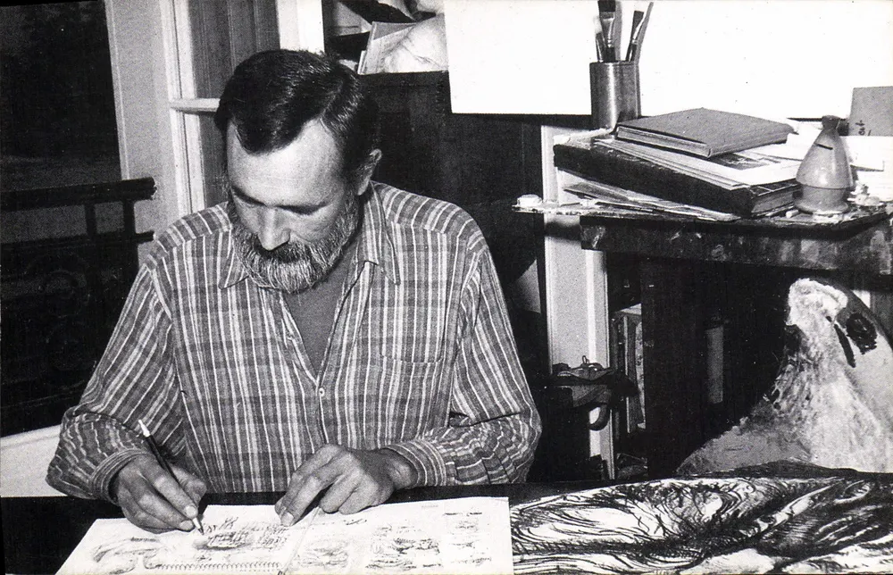Kunstler-Steinzeichner am Werk — Jacques Jubert — Foto Daniel Bouquet — 1986-1 - Vorderseite