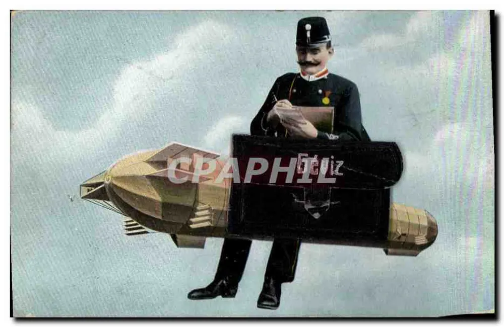 Carregador de correio em uniforme — em uma máquina aérea em forma de bomba — editor Géviz - Frente