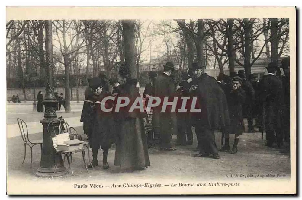 Paris Lived — On the Champs-Élysées — The Stamp Market — L. J. & Cie, publisher, Angoulême-Paris