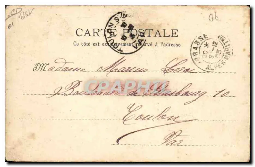 Arrivée du Courrier — Thorenc (A.M.) — P. L. Naillan, edit., Cannes 176 - Back