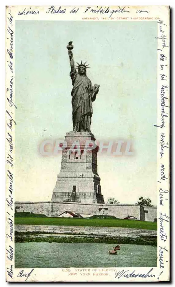 Statue of Liberty — Ansicht vom Hafen von New York — herausgegeben von Detroit Photographic Co. n° 5465 - Vorderseite