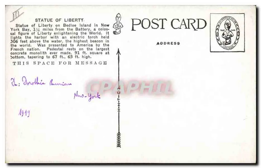 Statue of Liberty — New York Harbor — Verlag unbekannt, Nr. 5165 - Rückseite