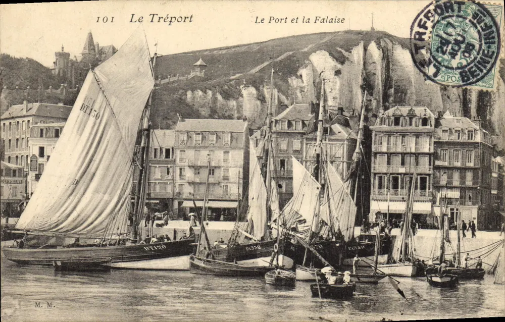 Le Tréport — Der Hafen und der Kliff — Verlag M. M., Nr. 101 - Vorderseite