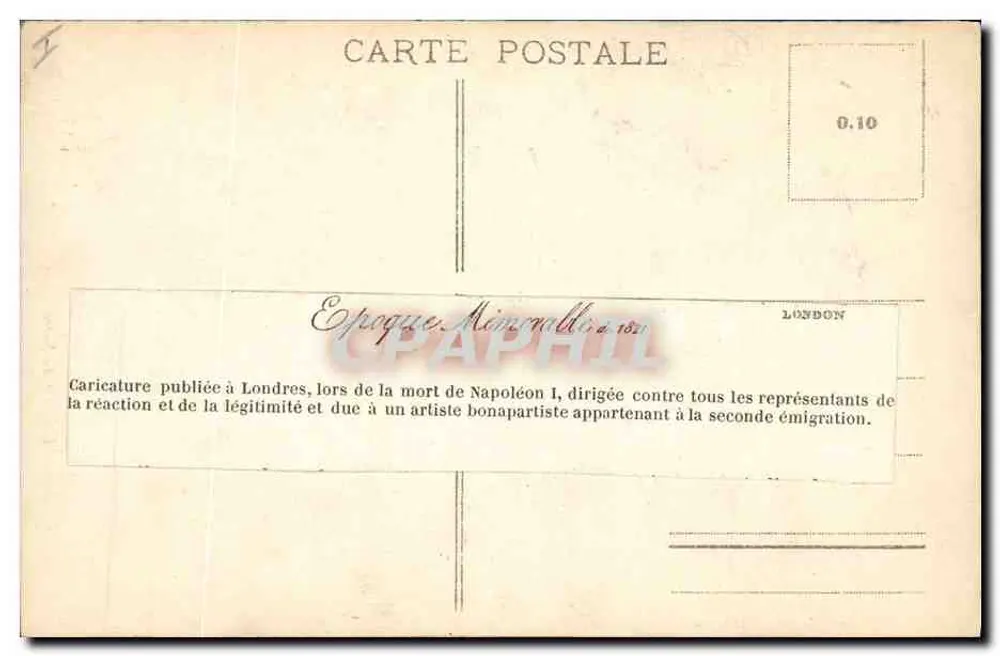 Caricature politique — Mort de Napoléon Ier — éditeur anonyme, n° 0.10 - Verso