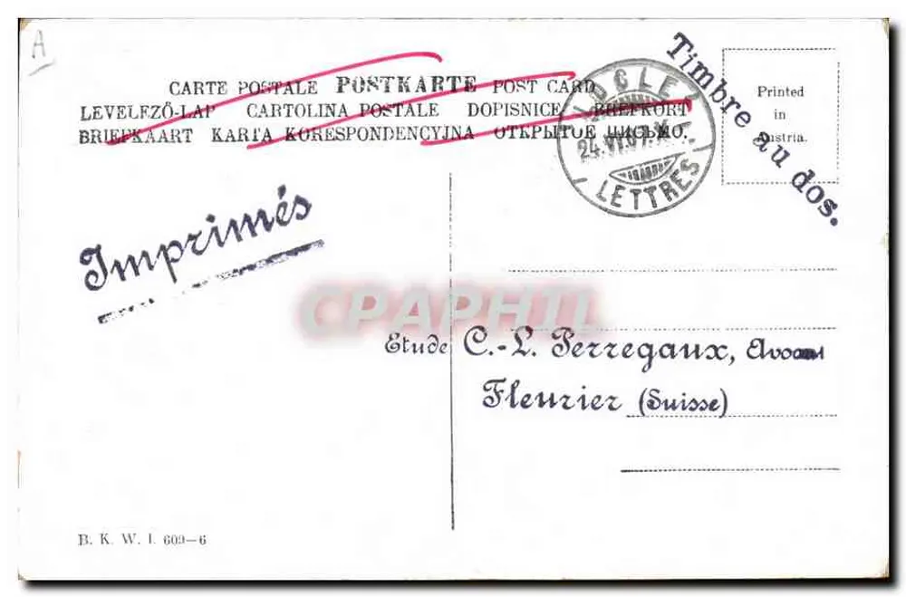 Napoleão I — retrato militar — editor Kober & Parts, n° 609-6 - Verso