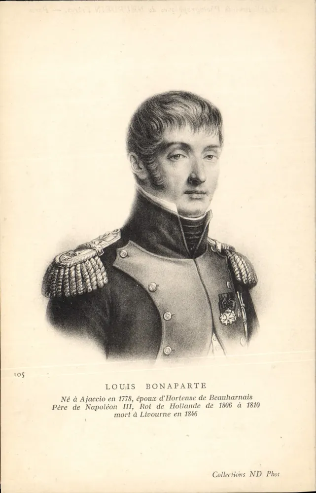 Louis Bonaparte — Geboren in Ajaccio 1778, Ehemann von Hortense de Beauharnais, gestorben in Livourne 1846 — Collections ND Phot, n° 105 - Vorderseite