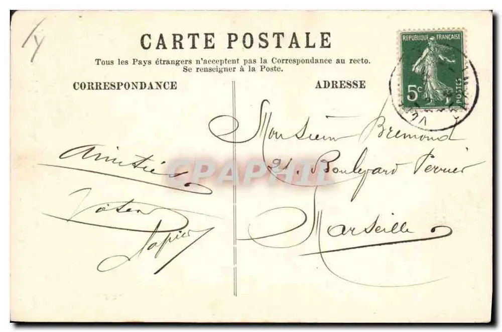Grenoble — A Vedette gauloise em bronze por A. Irvoy — Papeterie des Alpes Eug. Robert, Grenoble - Verso