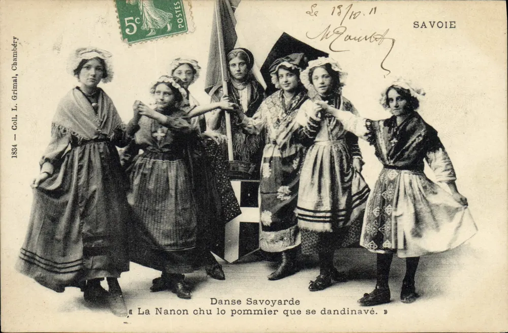 Dança Savoyarda — « La Nanon chu lo pommier que se dandinavé » — Coll. L. Grimal, Chambéry - Frente