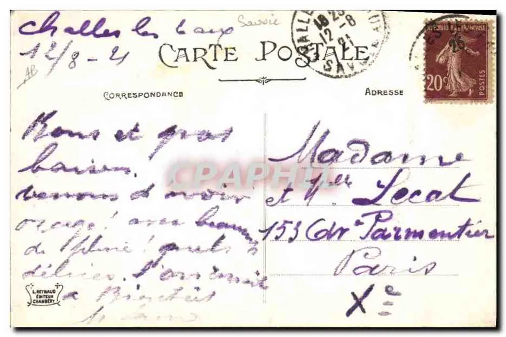 Trajes de Saboia (Tarentaise) — 68 — L. Reynaud, Chambéry - Verso