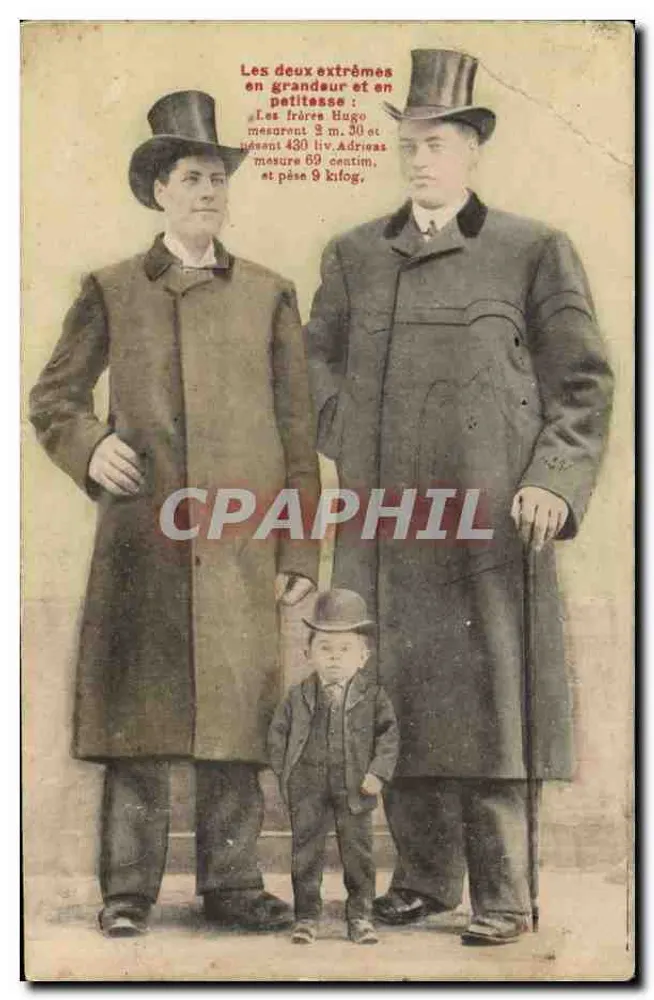 Les frères Hugo — comparaison de tailles et de poids — éditeur inconnu - Frente