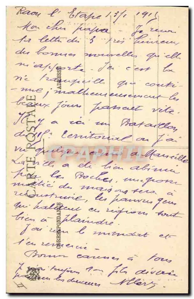 Raon-l'Étape (Vosges) — Incêndio intencional pelos Alemães — Ad. Wolek, Saint-Dié, N° 41089 - Verso
