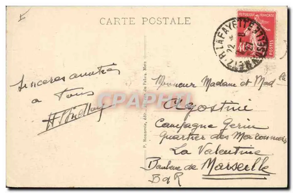 Metz — A Posta Central — P. Ronneve, edição n°137 - Verso