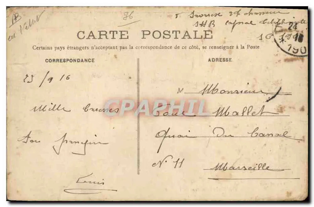 Gattefountaine — La Poste — Éditeur Cartier - Verso